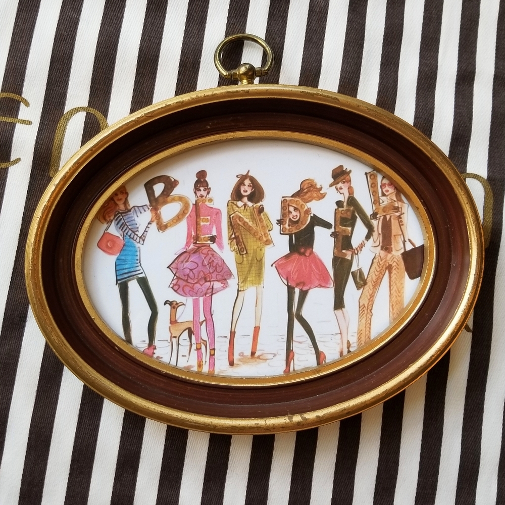 ❗Authentic Henri Bendel Bendel Girls Store Display Art on Gold Ornate Frame❗